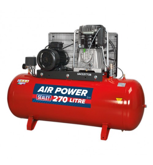 Sealey SAC52775B 270L Belt Drive Air Compressor with Cast Cylinders 415V